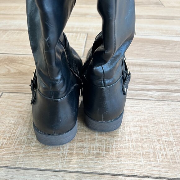 Womens Bamboo Black Riding Boots - 8 - Picture 4 of 8
